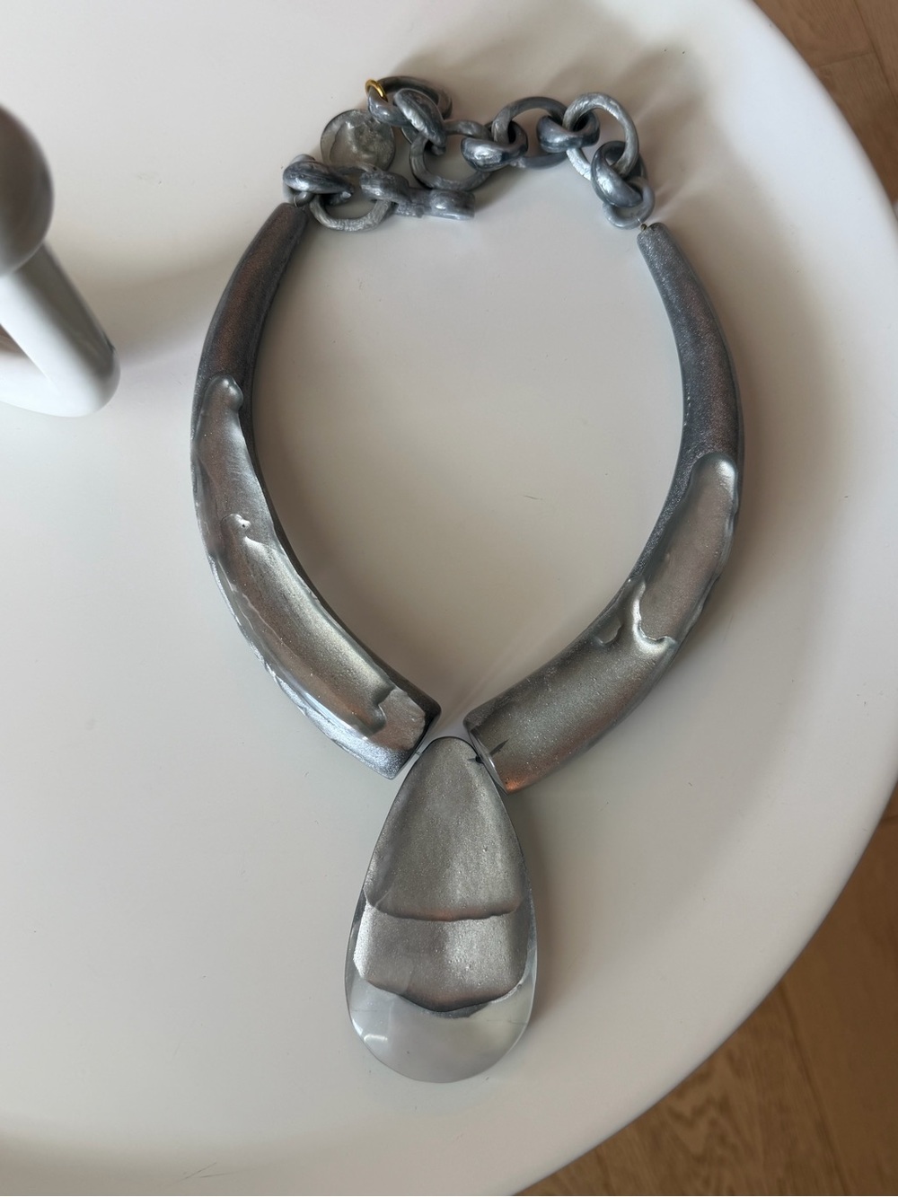 Dominique Denaive Silver Resin Statement Pendant Necklace